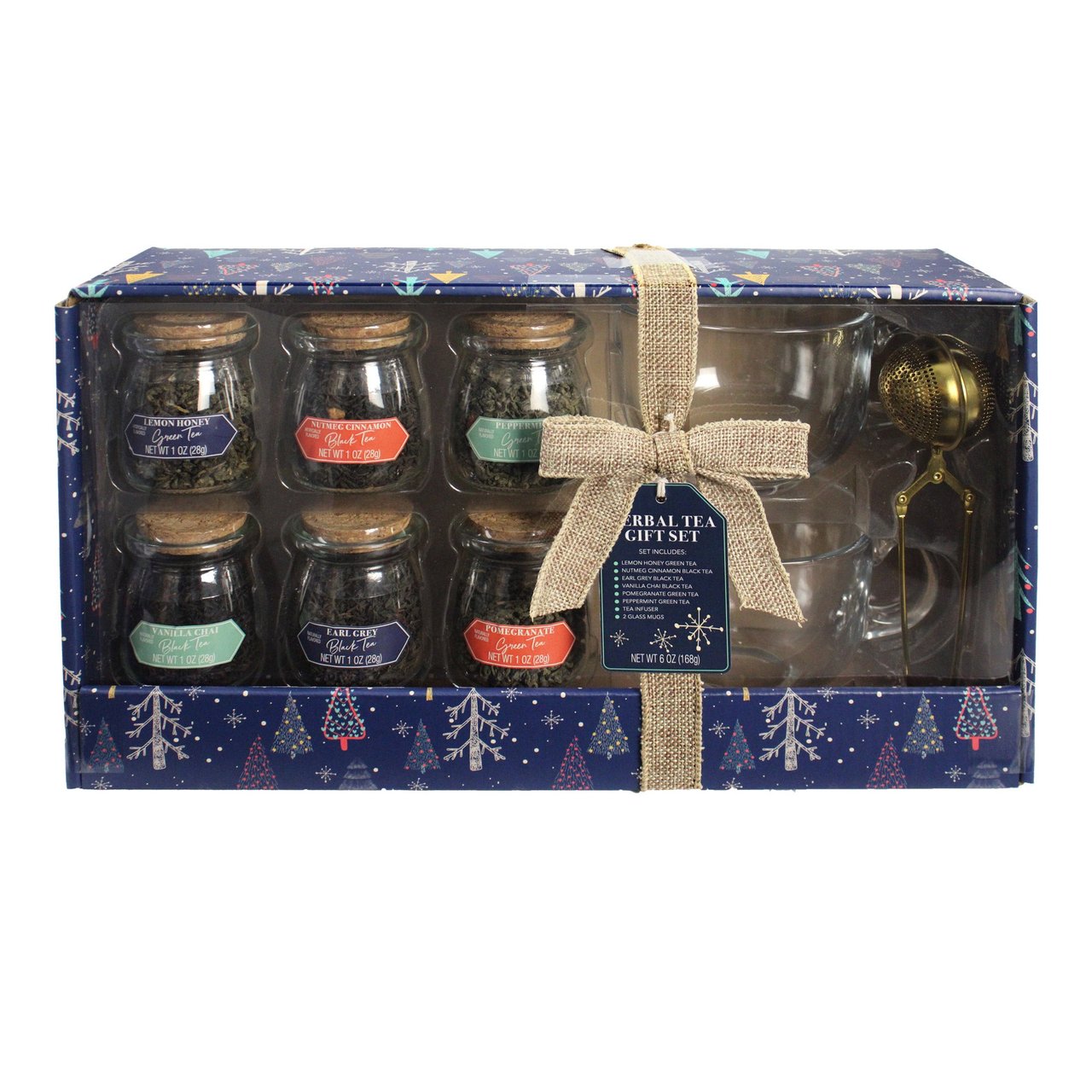 Herbal Tea Gift Set with Strainer & 2 Mugs, Variety 6/6 oz - Image 1