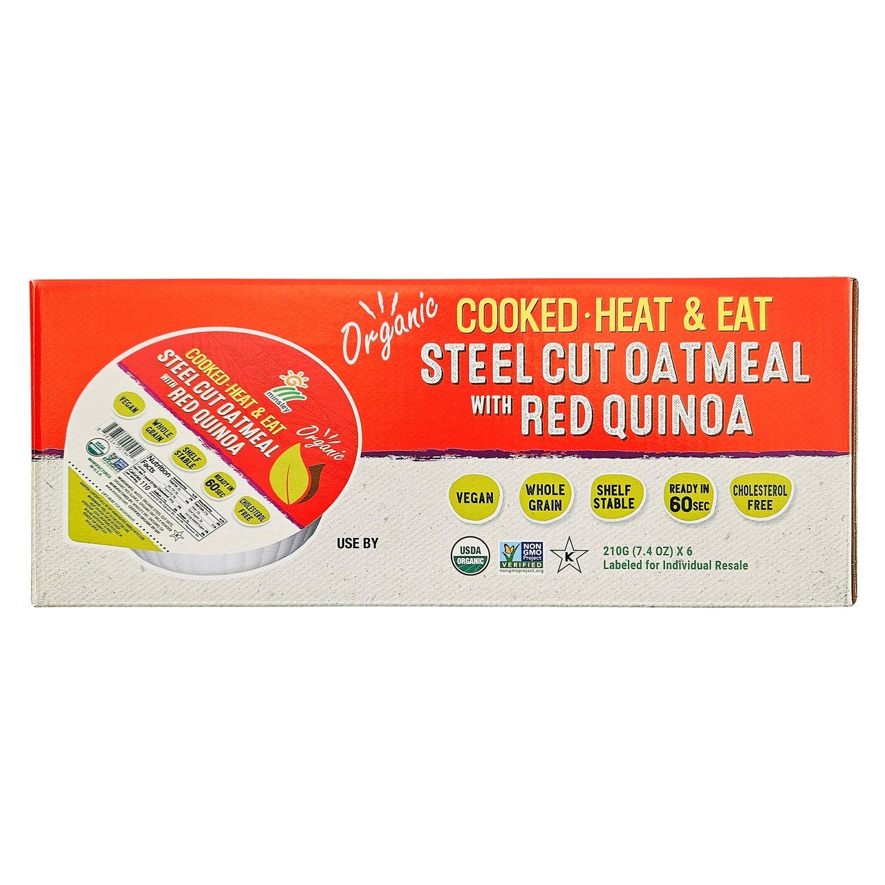 Minsley Organic Steel Cut Oatmeal Bowl 6 / 7.4 oz - Image 1