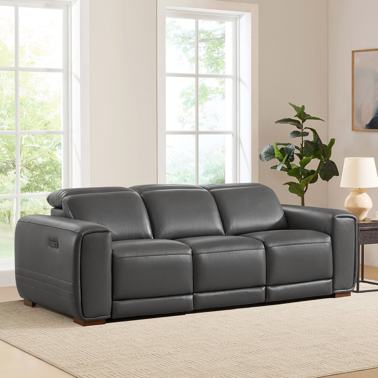 AIDEN & IVY KARSON LEATHER POWER SOFA W/ POWER HEADREST - Image 1