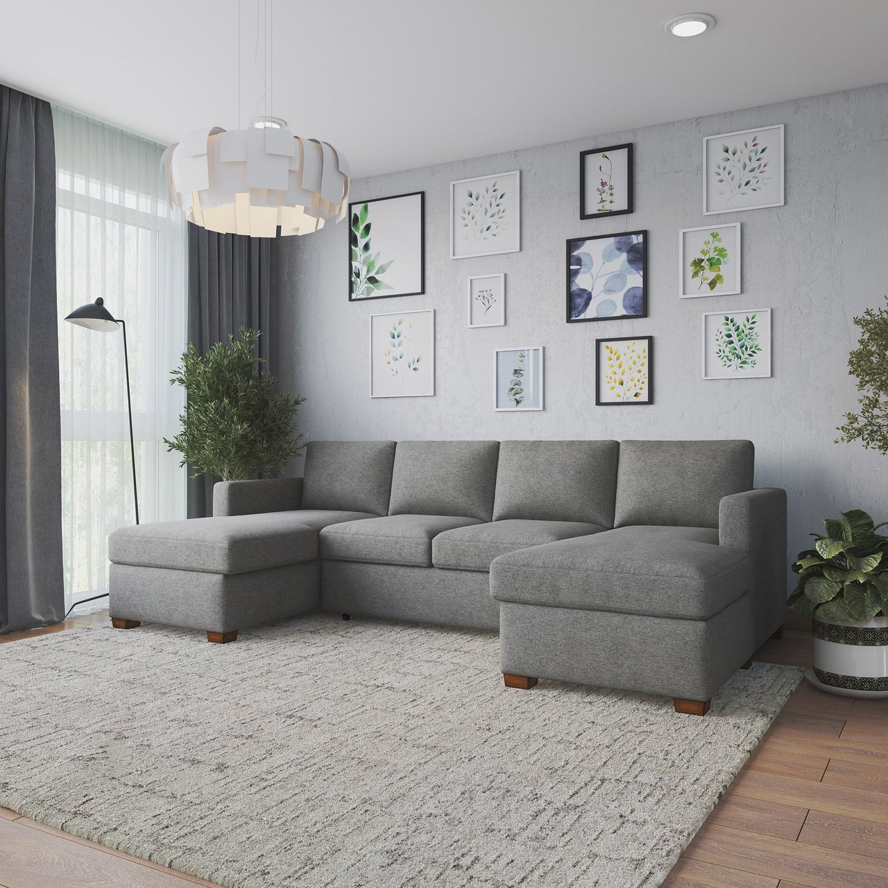 Thomasville Corvalis Convertible Fabric Sectional with Double Storage Chaise - Image 1