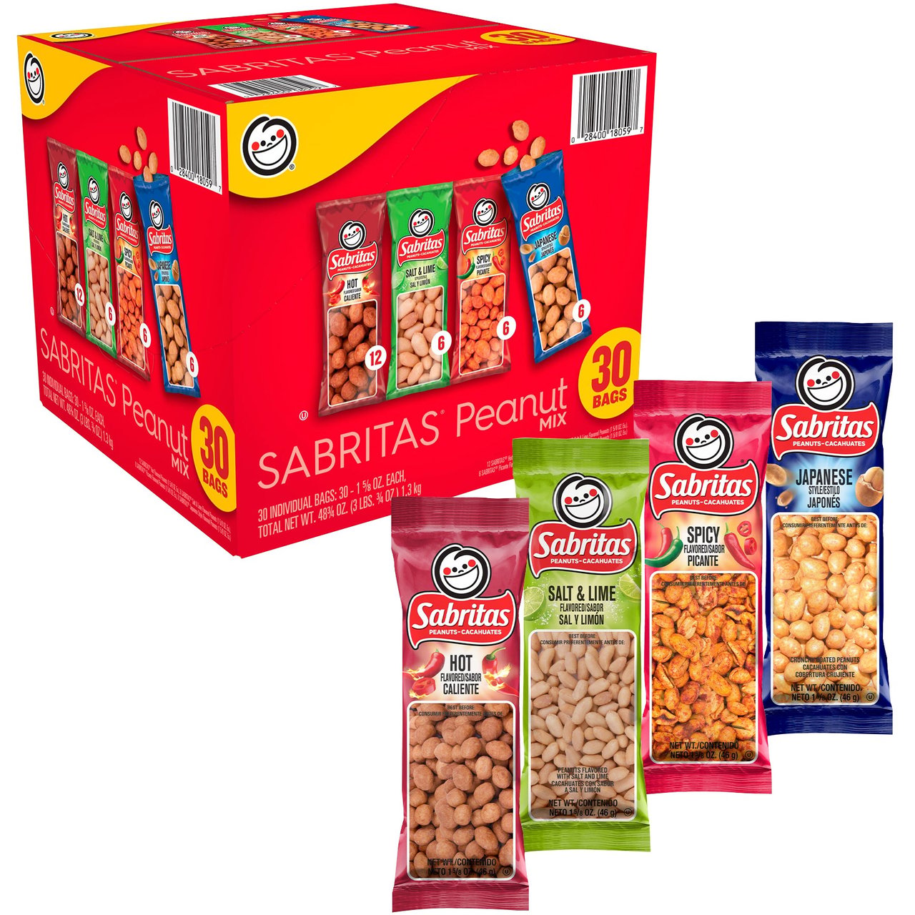 Sabritas Peanuts Variety Pack, 30 CT - Image 1