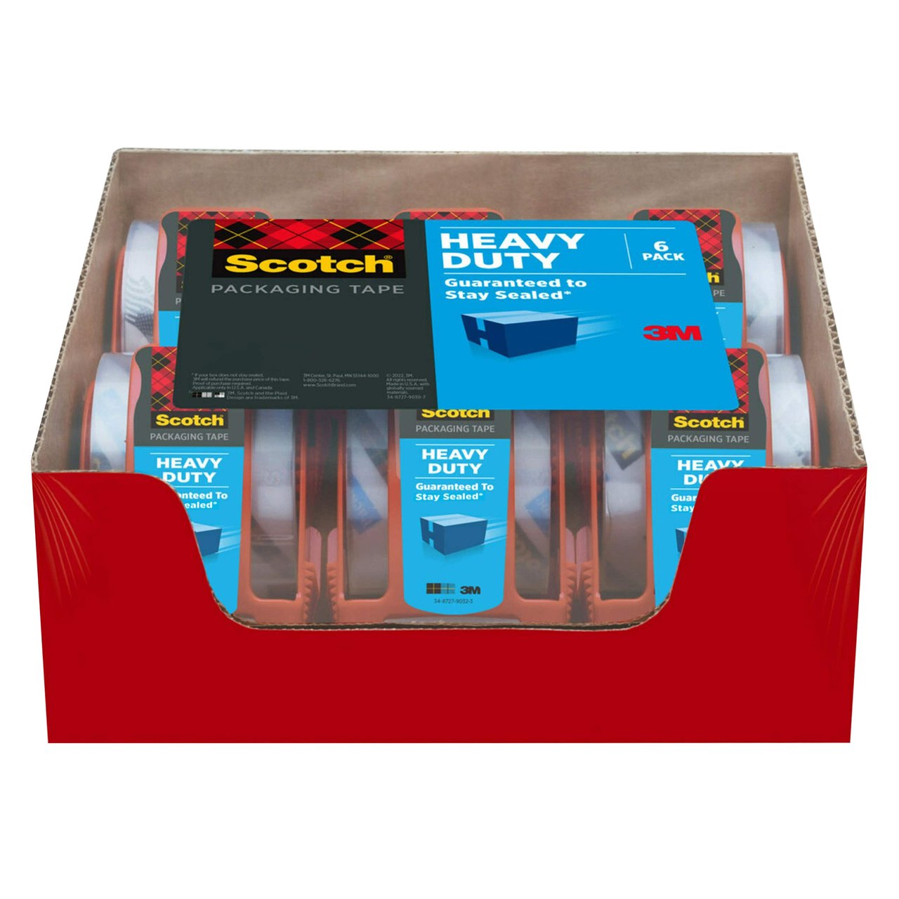 Scotch Heavy Duty Shipping Packaging Tape with Dispenser, 6-Count - Image 1