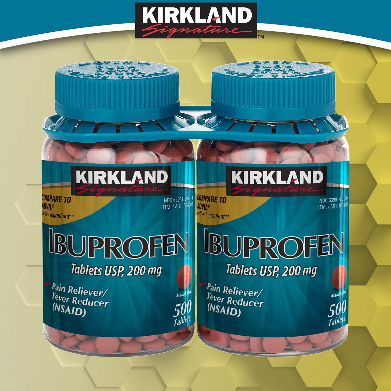 Kirkland Signature Ibuprofen 200mg Tablets, 2 x 500 Count - Image 1