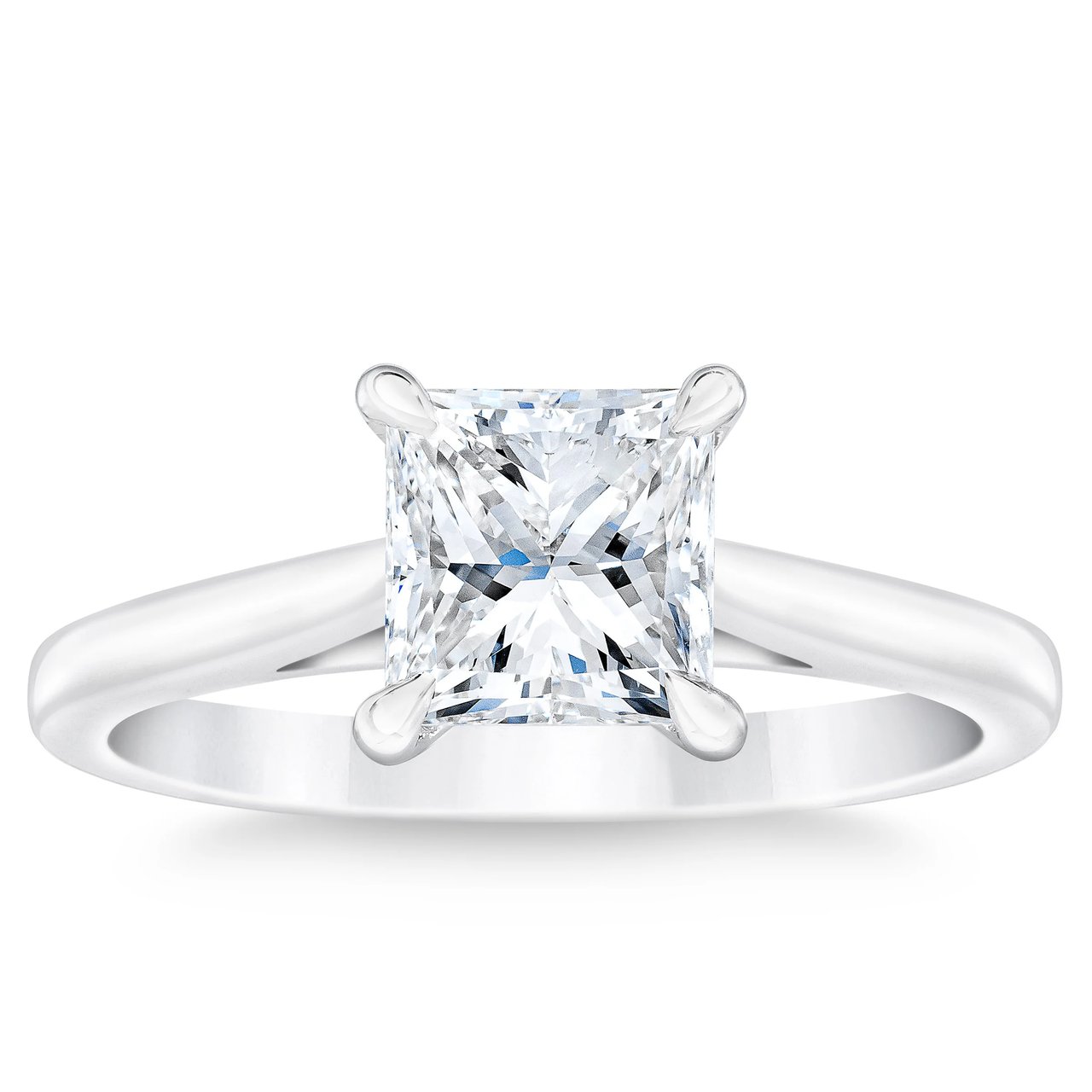 1.01CT Princess Cut Platinum Solitaire Ring, VS1 G Color Diamond - Image 1