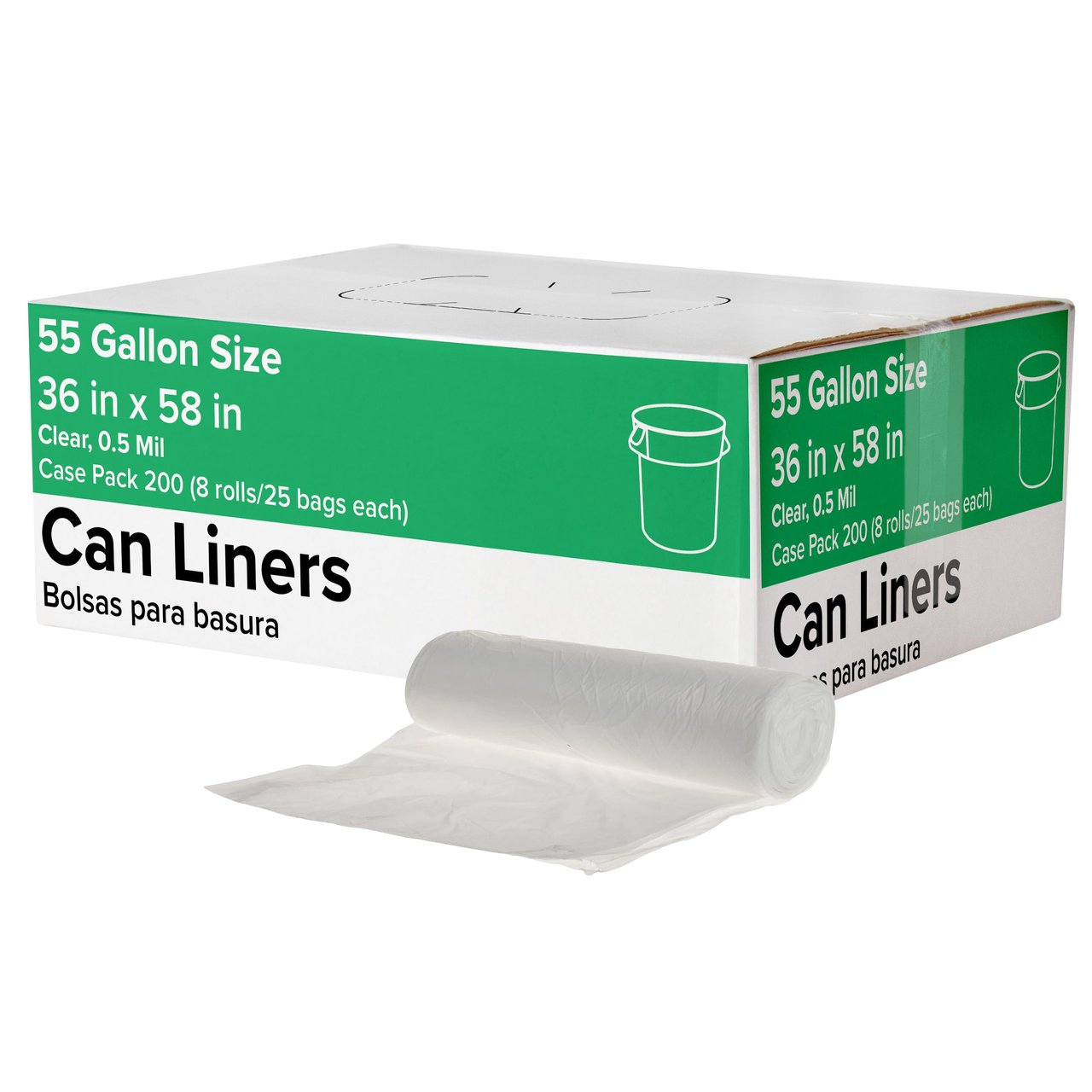 55 Gallon Clear Can Liner, 200 Count - Image 1