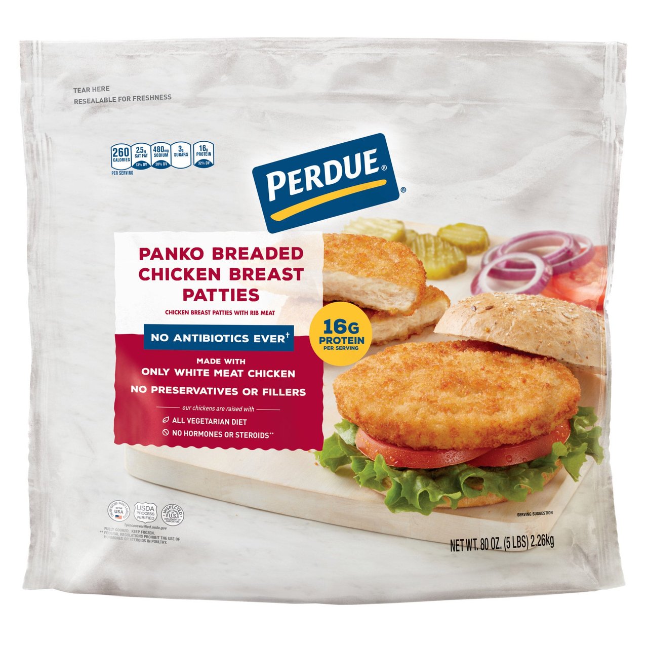 Perdue Panko Breaded Chicken Breast Patties, 5 lbs