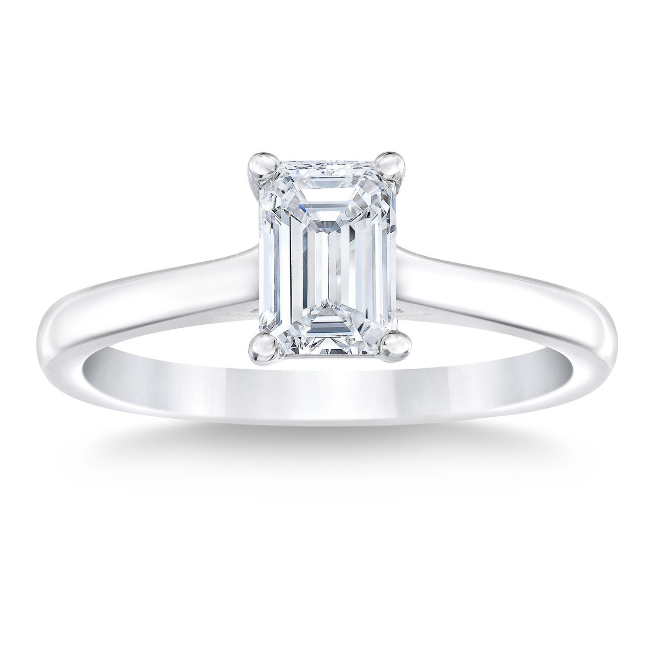 1.00 CT Emerald Cut Platinum Solitaire Ring VS2 "I" Color - Image 1