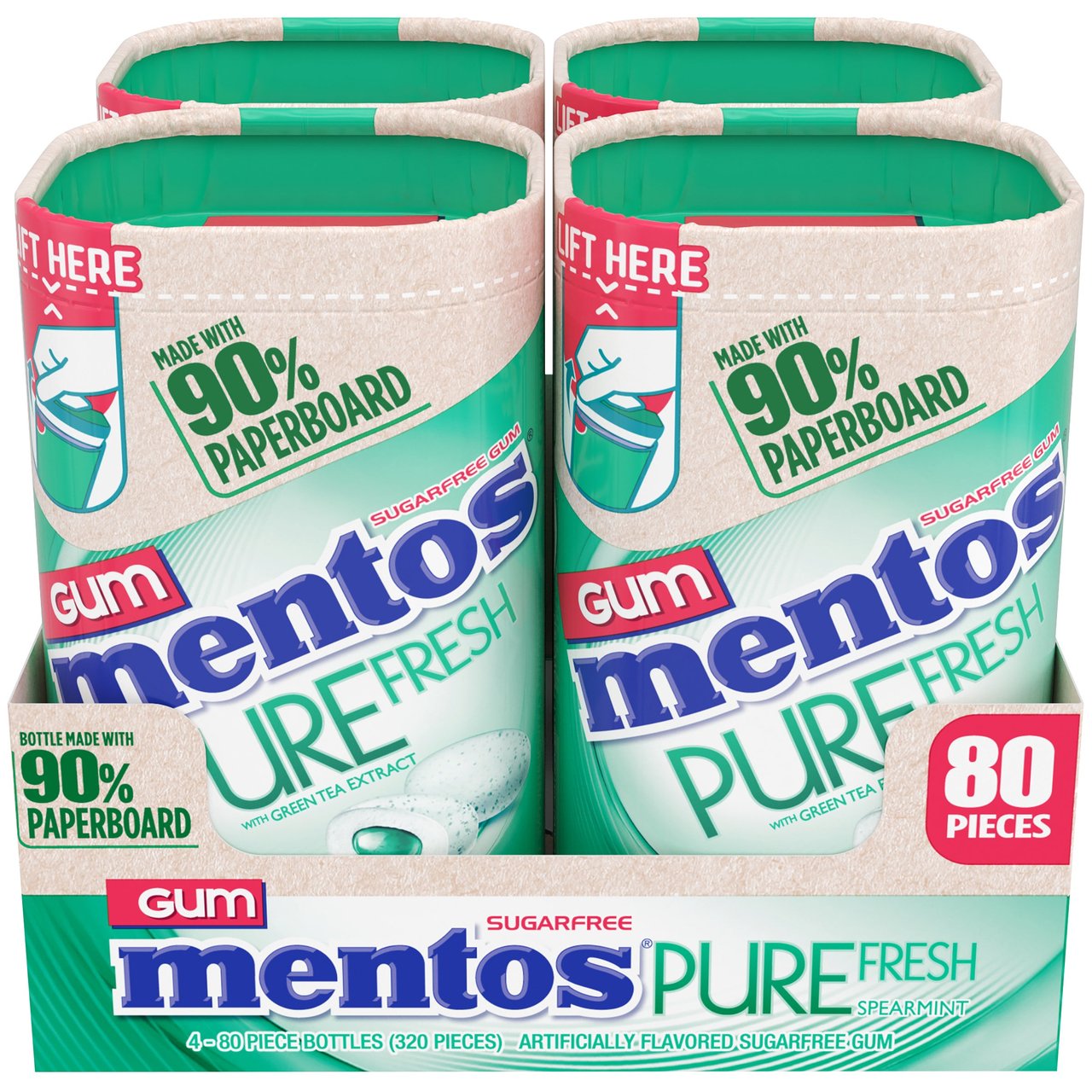 Mentos Pure Fresh Gum Spearmint 4 ct / 80 Pieces
