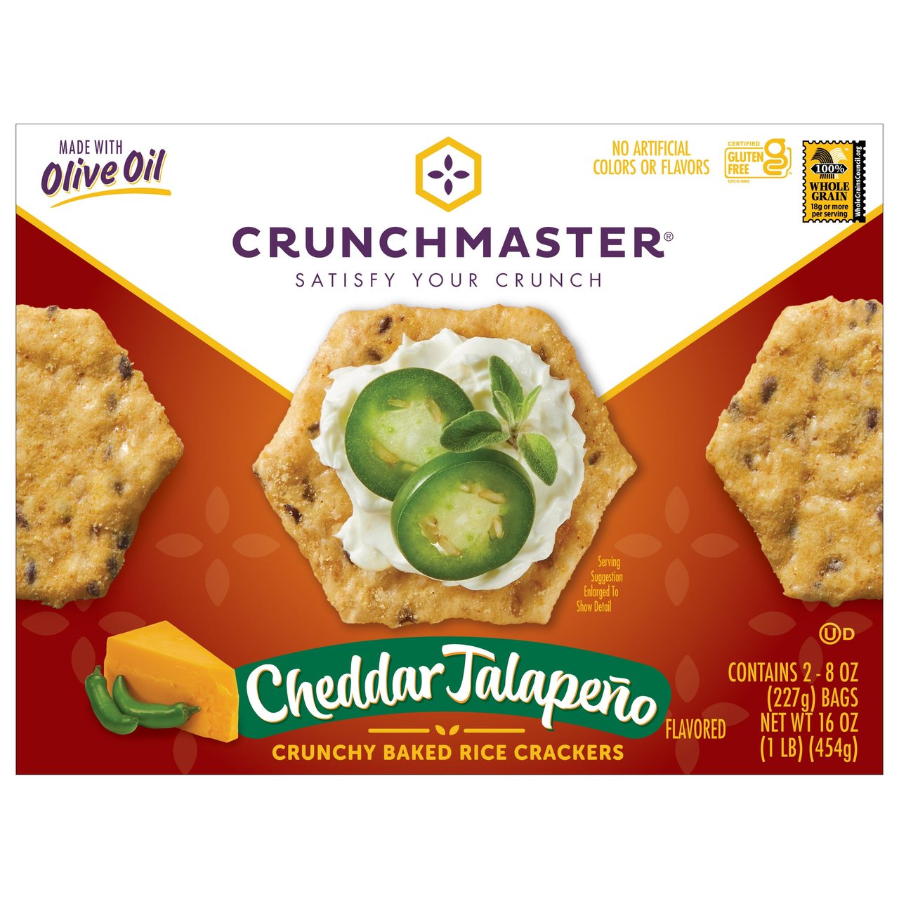 Crunchmaster Cheddar Jalapeño Crackers, 16 oz Box - Image 1