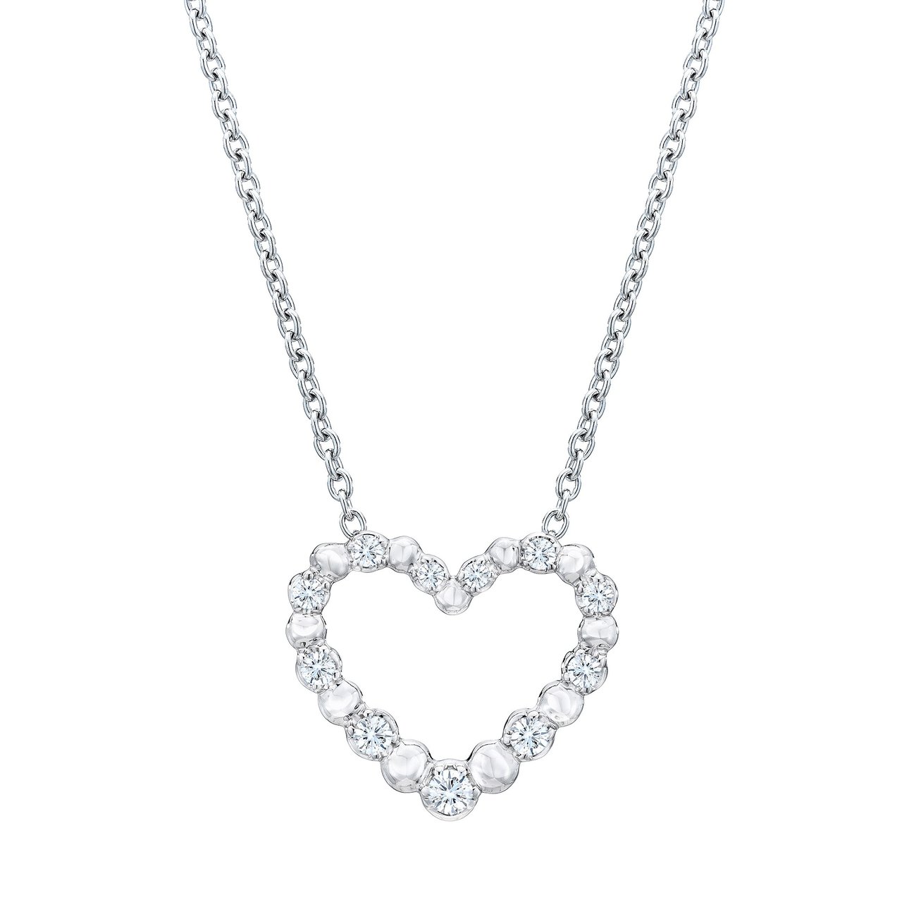 14kt White Gold VS2 I 0.12ctw Round Diamond Heart Necklace - Image 1