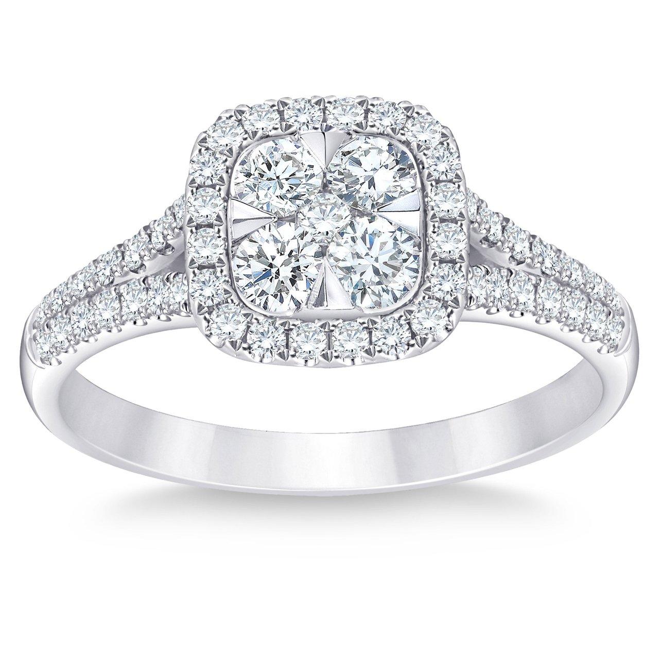 14K White Gold VS2 I 0.85 CTW Round Diamond Halo Ring - Image 1