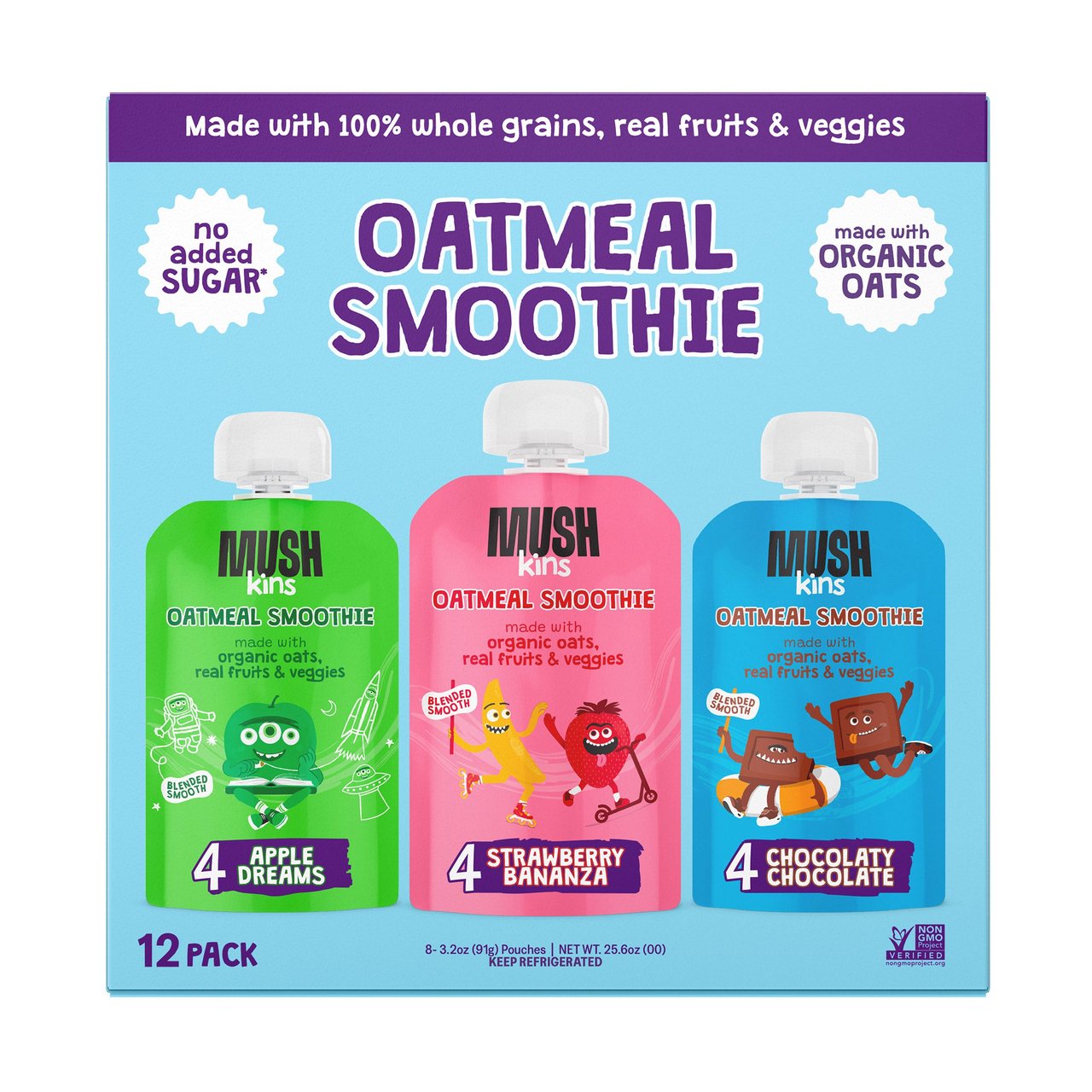 MUSHkins Oatmeal Variety Smoothie Pack, 12 ct / 2.3 oz - Image 1
