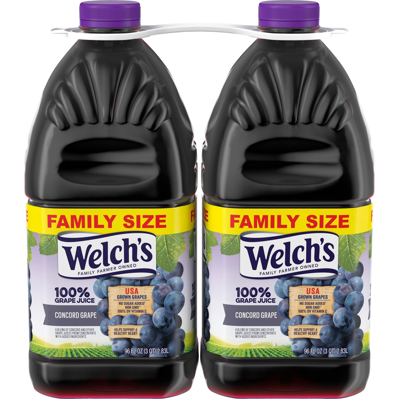 Welch's 100% Grape Juice Blend, Concord Grape, 96 fl oz, 2-Count - Image 1