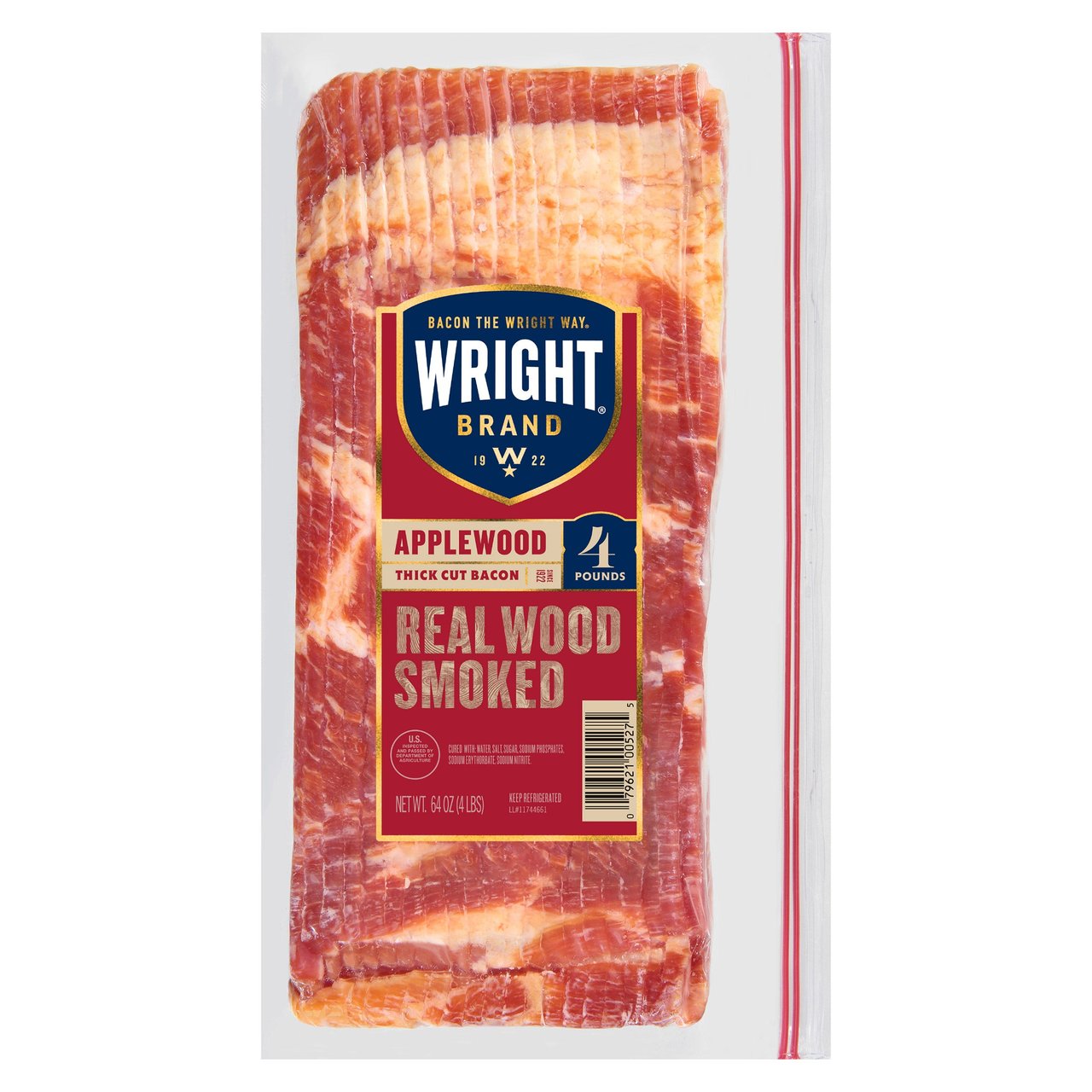 Wright Applewood Smoked Bacon 2/2 lb - Image 1