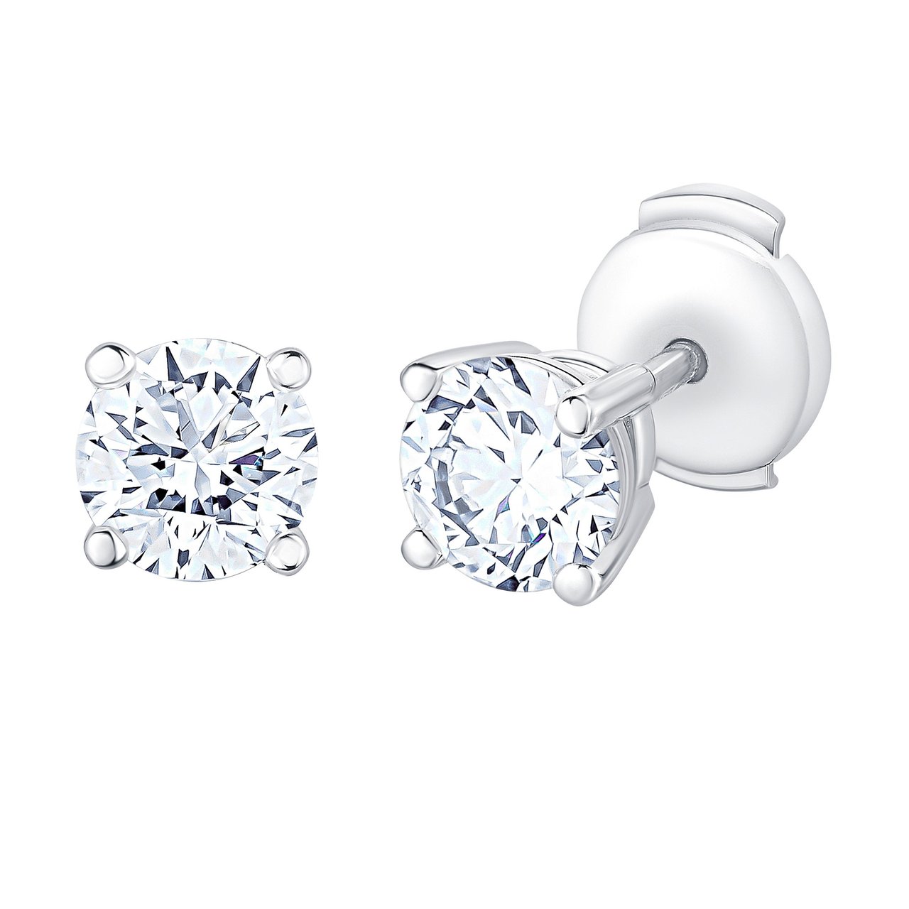 Platinum VS2 I 2.00 CTW Round Diamond Stud Earrings - Image 1