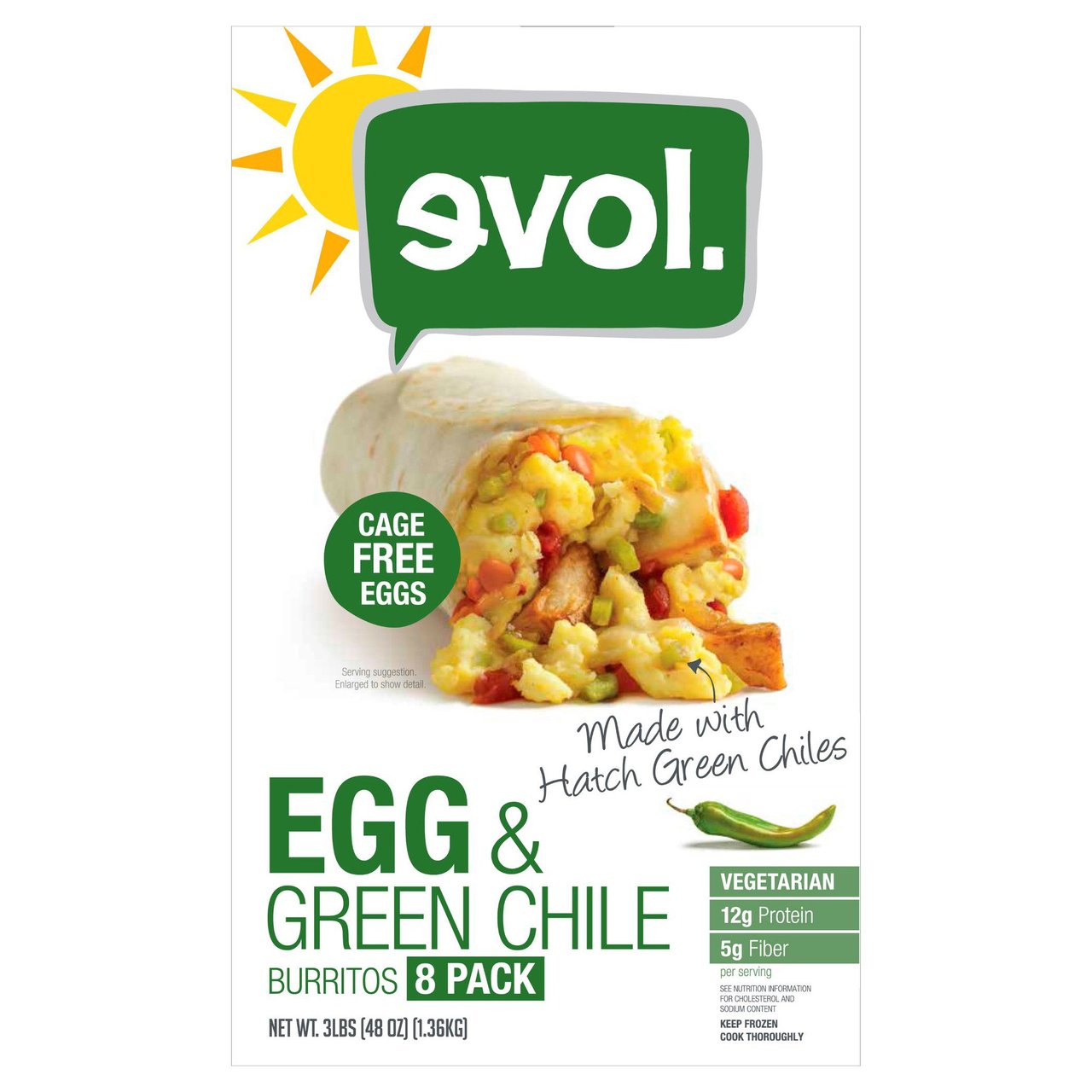 EVOL Cage Free Egg and Green Chile Burritos 8ct - Image 1