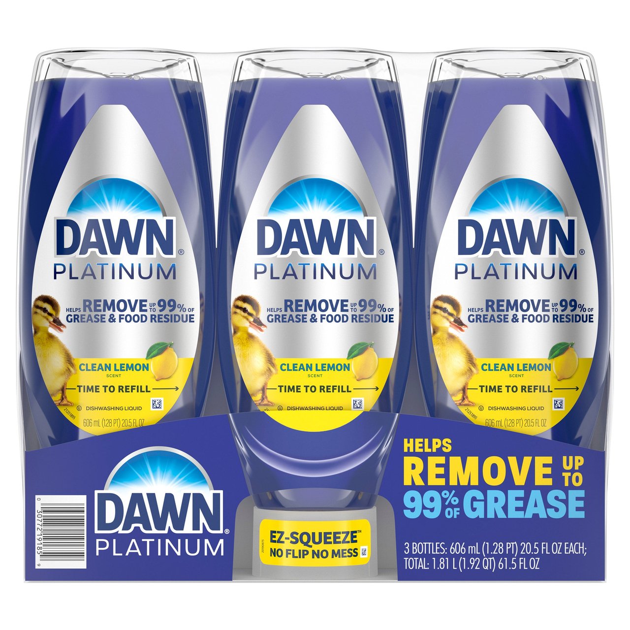 Dawn Platinum Lemon EZ-Squeeze 3x20.5 oz Bottles - Image 1