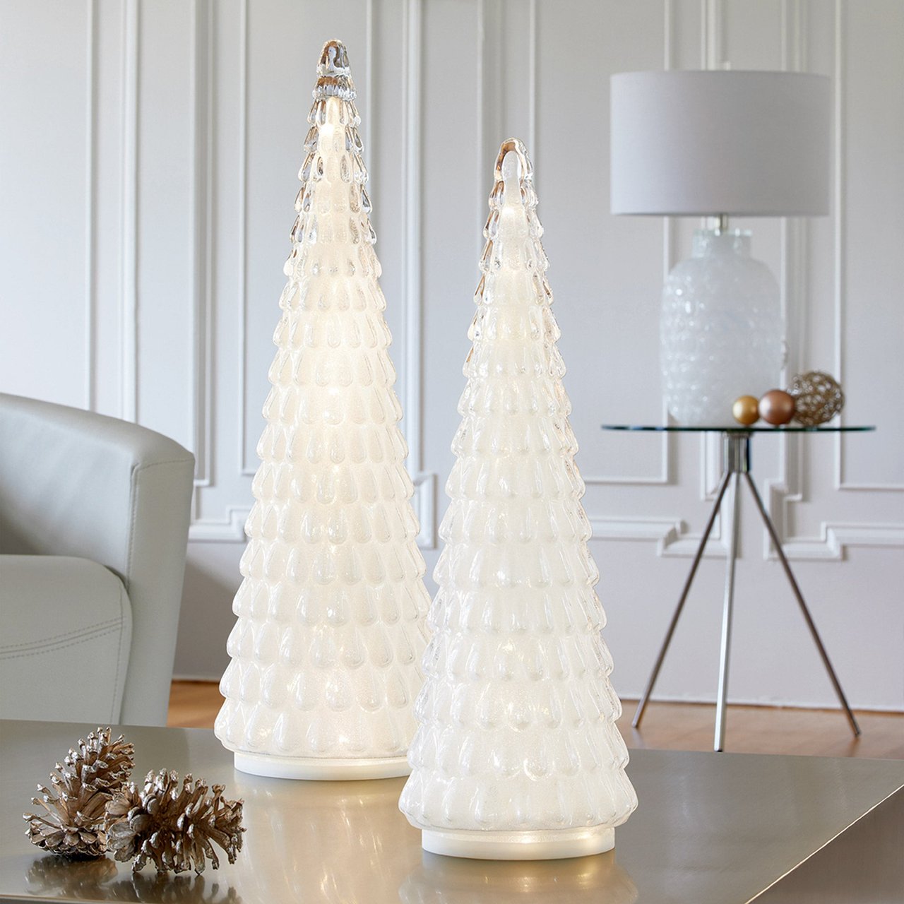 LED Glass Holiday Trees, Set of 2 - Image 1