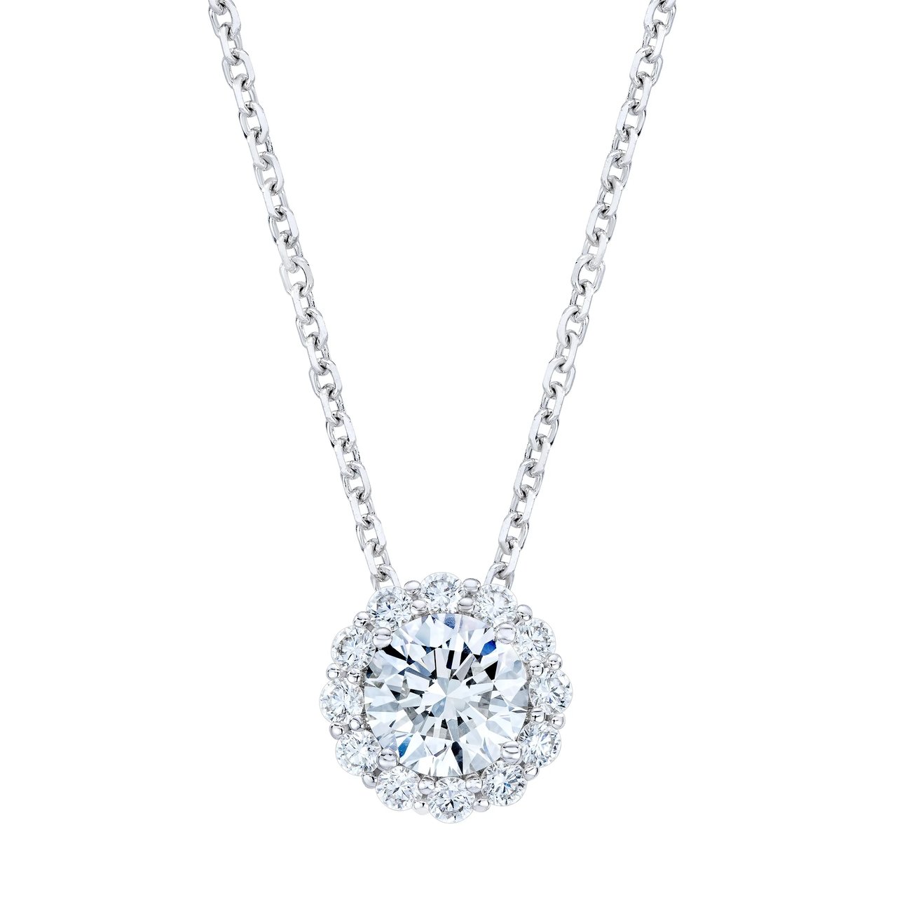 1.30 CTW Round Diamond 18K White Gold Pendant with 1.00 CT Center Stone, VS2 Clarity, G Color - Image 1