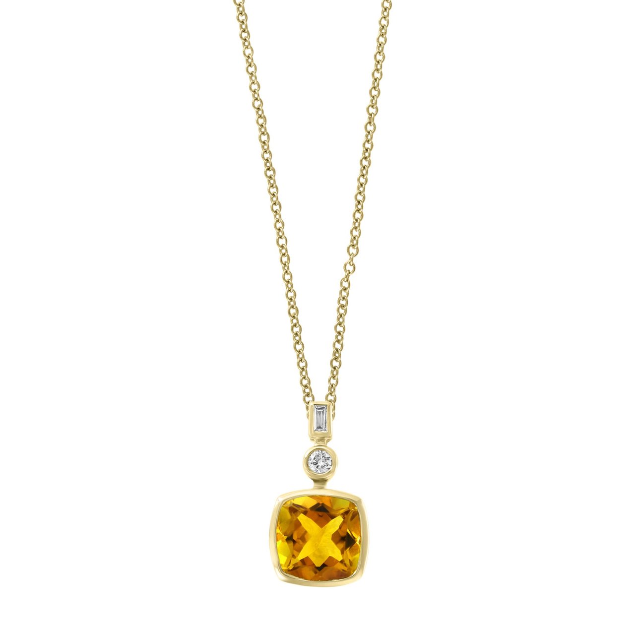 14kt Yellow Gold 0.07 ctw Diamond and Citrine Pendant Necklace (VS2/I) - Image 1