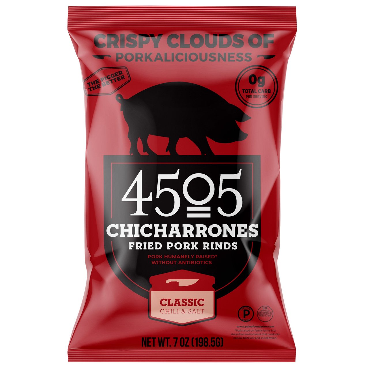 4505 Chicharrones Classic Chili & Salt Pork Rinds, 7 oz - Image 1
