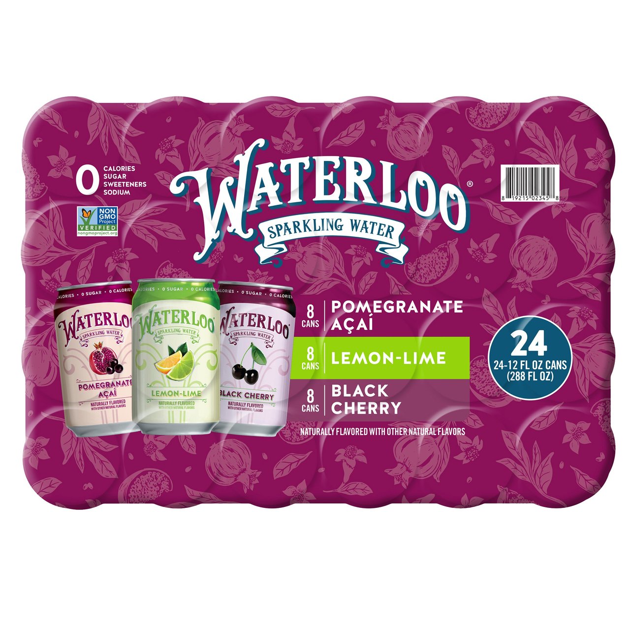 Waterloo Sparkling Water Variety Pack, 24 Count / 12 oz - Image 1