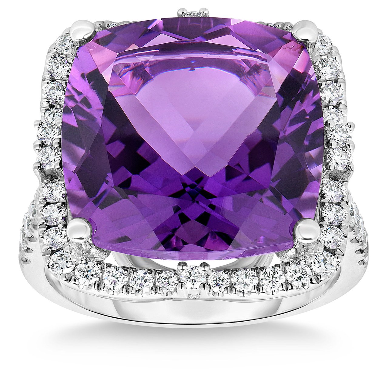 14kt White Gold VS2 I 0.50ctw Diamond and Amethyst Ring - Image 1