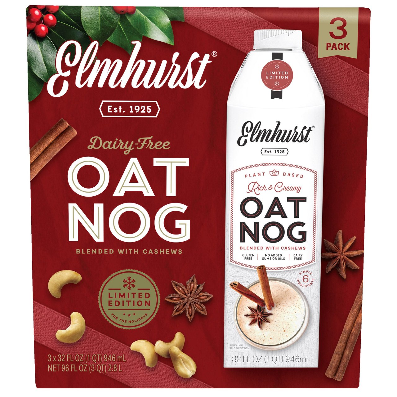 Elmhurst Oat Nog 3 Pack 32 Ounces Each - Image 1