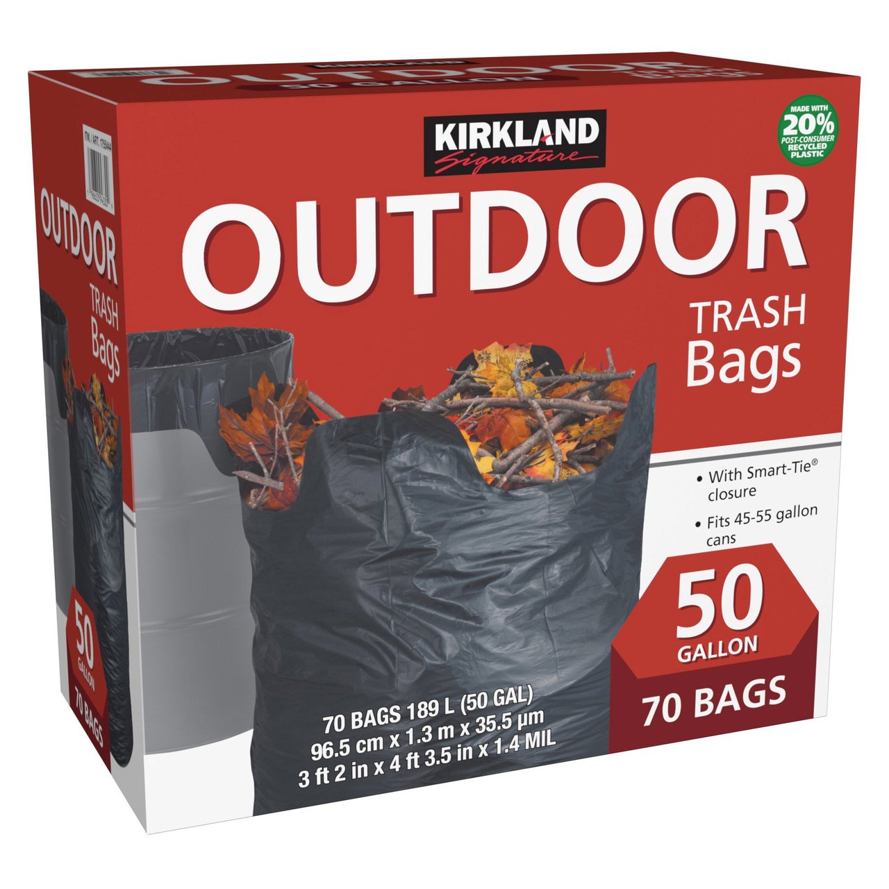 Kirkland Signature Trash Bag 20% PCR 70ct 50 Gallon