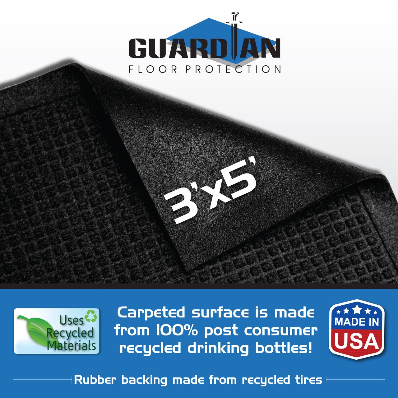 EcoGuard by Guardian Indoor/Outdoor Wiper Mat 36" x 60" Charcoal - Image 1
