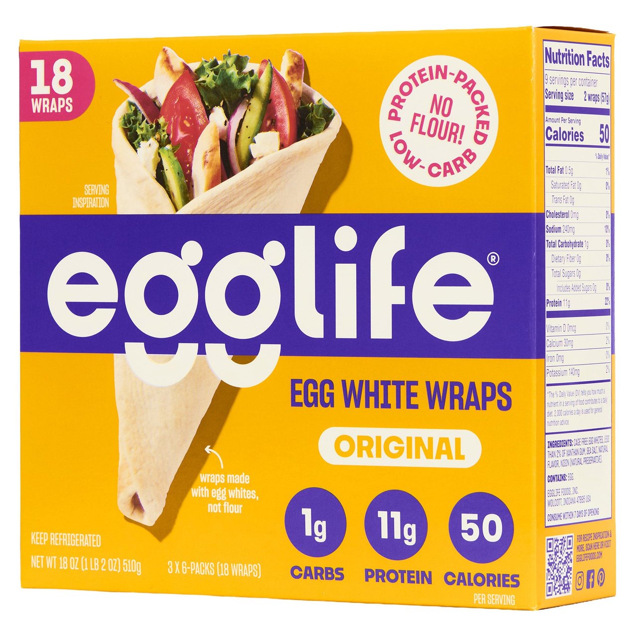 Egglife Egg White Wraps 18 CT 1.125 lbs - Image 1