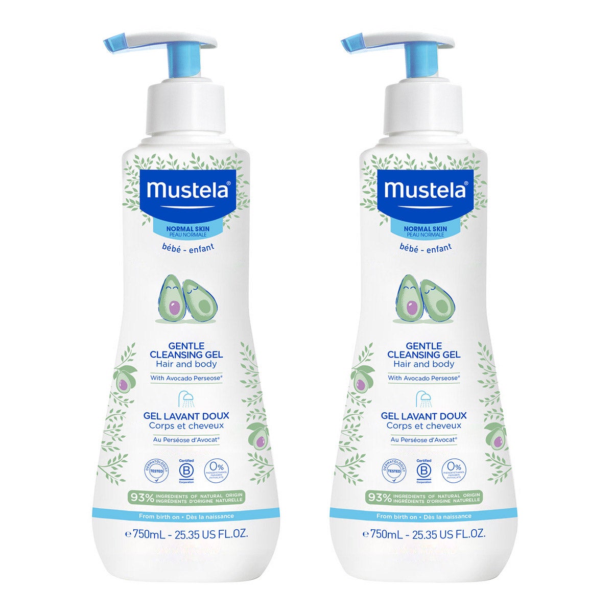 Mustela Baby Gentle Cleansing Gel Tear-Free Formula 2 x 25.35 fl oz - Image 1