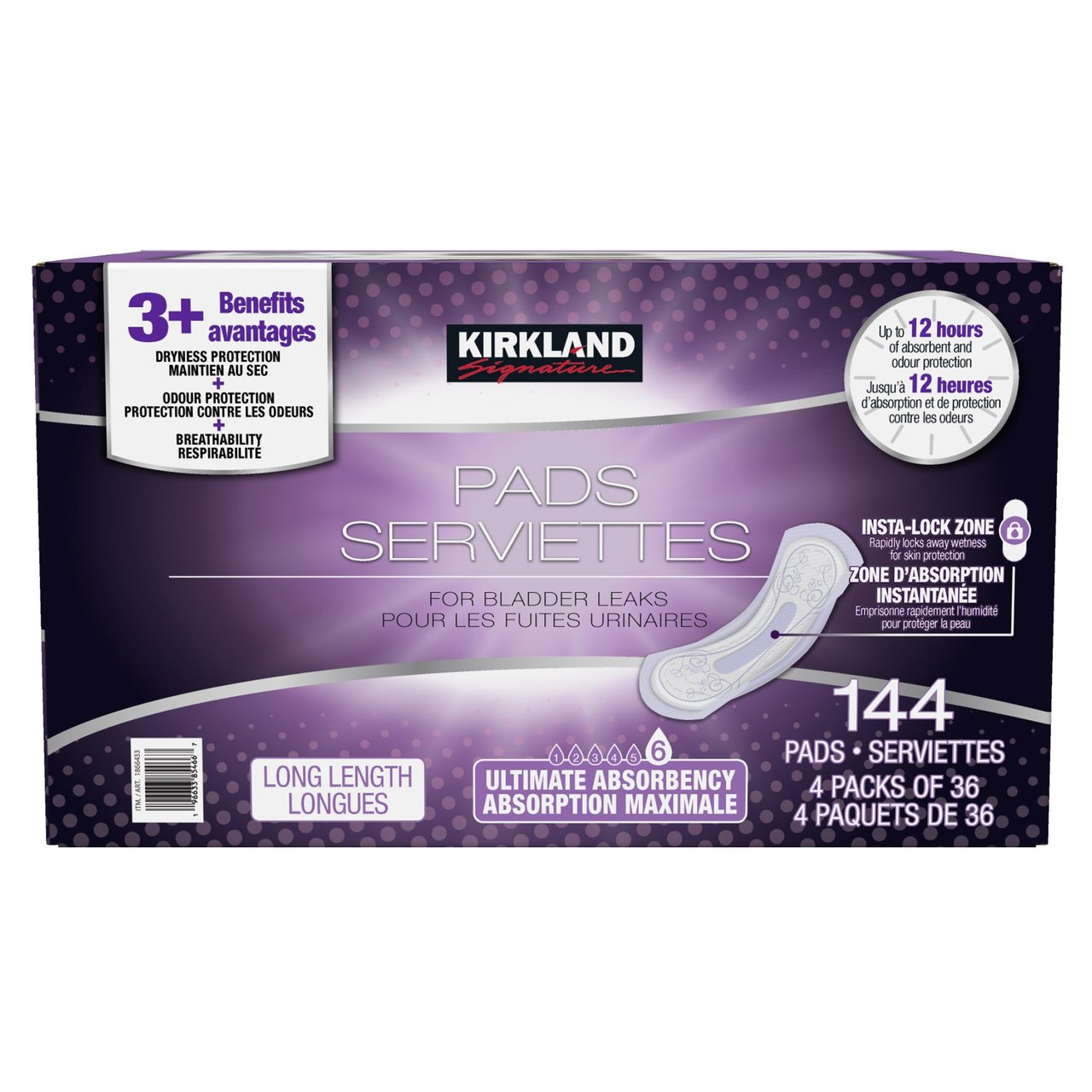 Kirkland Signature Bladder Control Pads for Women, 144 Count - Image 1