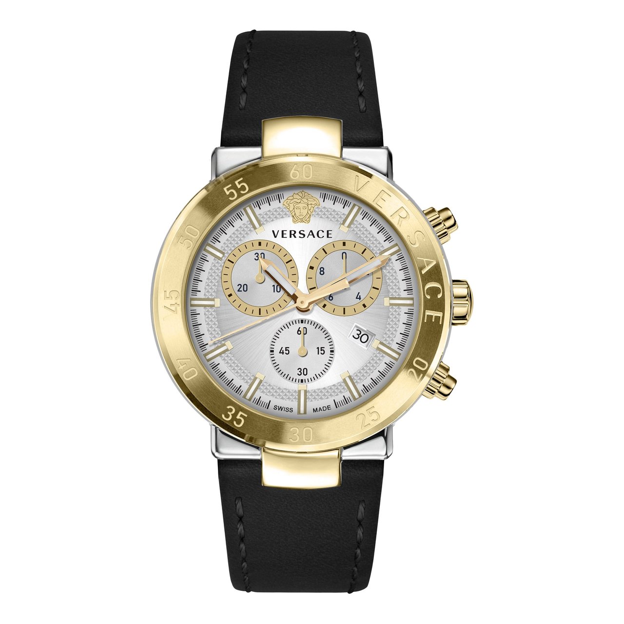 Versace Urban Mystique Black Leather Strap Men's Quartz Watch - Image 1