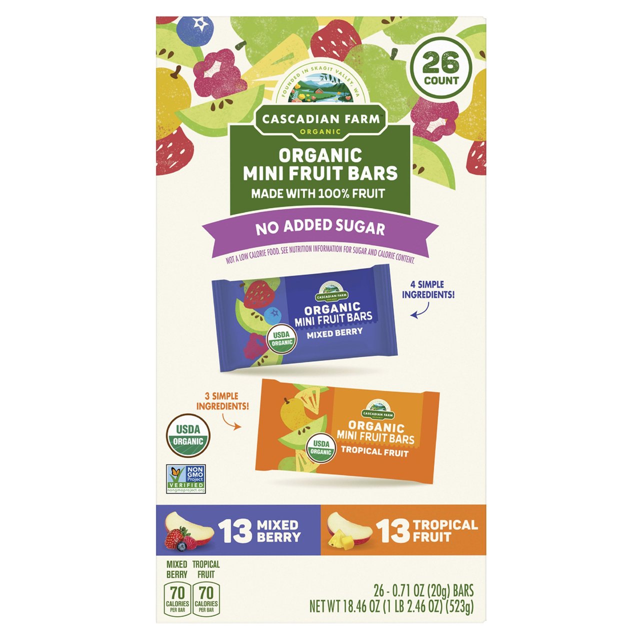 CASCADIAN FARM ORGANIC FRUIT BARS 26 COUNT BOX - Image 1