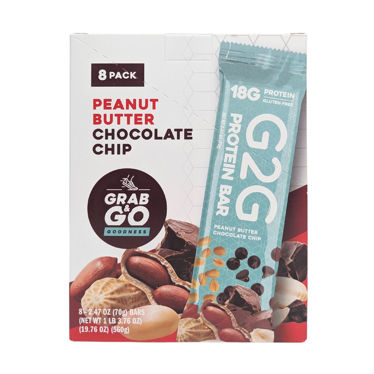 G2G Protein Bar Peanut Butter Chocolate Chip 8/19.76 oz - Image 1