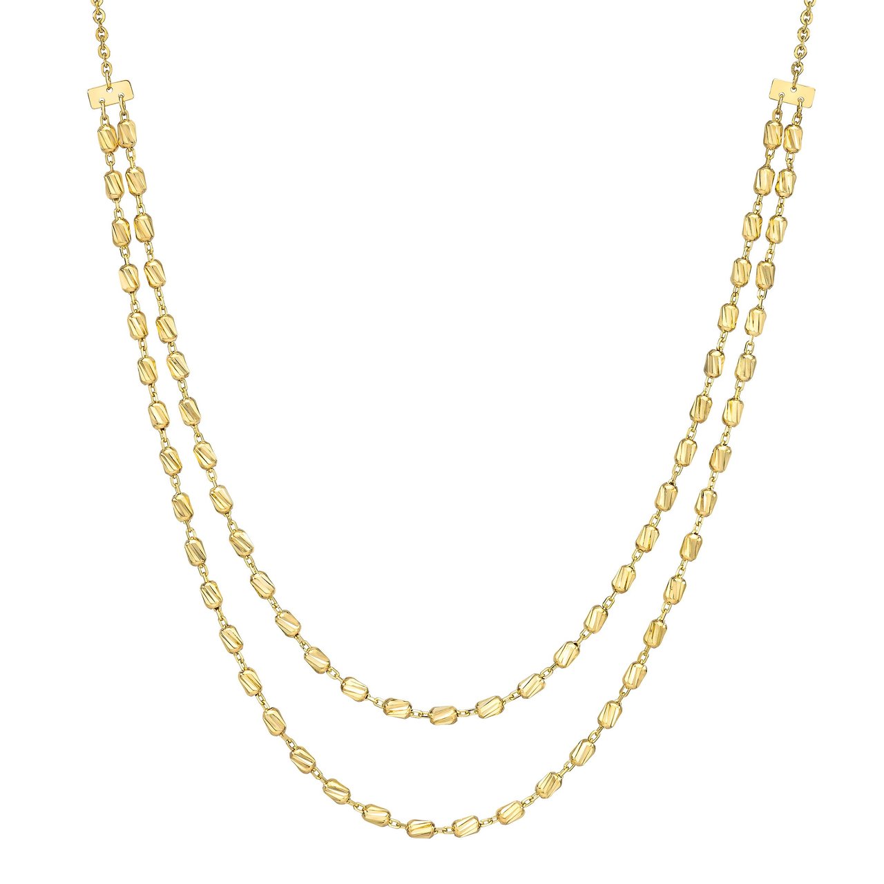 14kt Yellow Gold Diamond Cut Tube Beaded Necklace - Image 1