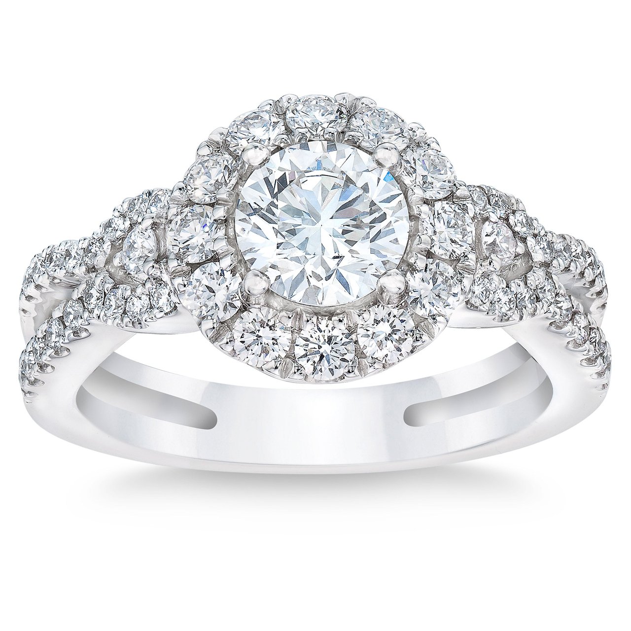 Platinum VS2 I 1.61 ctw Round Brilliant Diamond Halo Ring (0.90 ct Center) - Image 1
