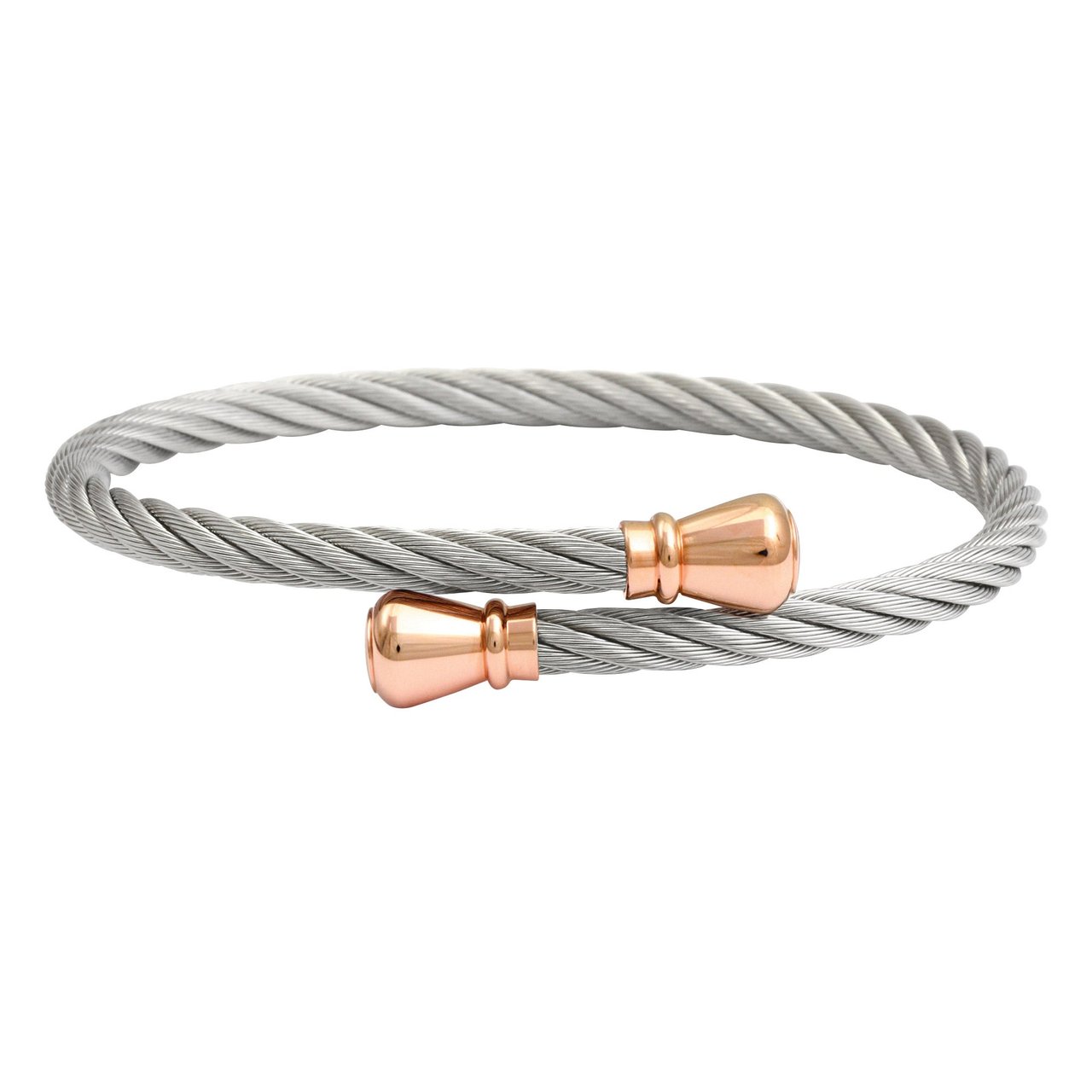 Charriol Celtic Slim Stainless Steel & Rose Gold PVD Bangle - Image 1