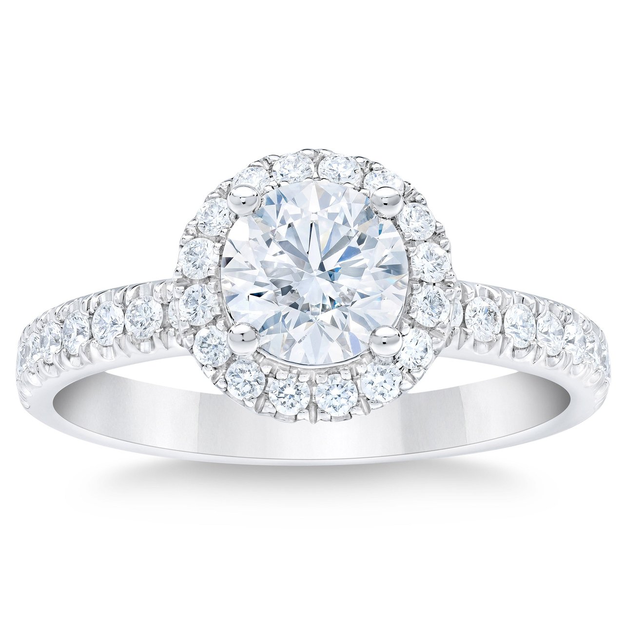 1.57 CTW Round Diamond Platinum Wedding Ring, 1.07 CT Center, VVS2 Clarity, H Color - Image 1