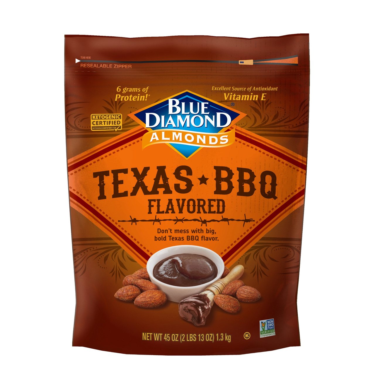 Blue Diamond Texas BBQ Almonds 45 oz - Image 1