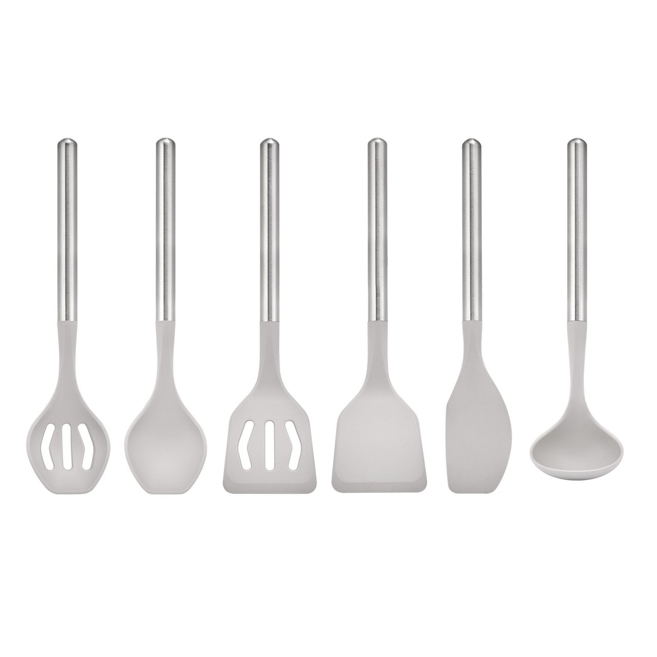 6-Piece Silicone Cooking Utensil Set with Stainless Steel Handles - Image 1