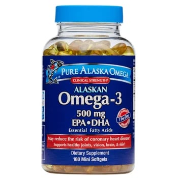 Pure Alaska Omega Clinical Strength Omega-3 500mg EPA+DHA, 180 Mini Softgels