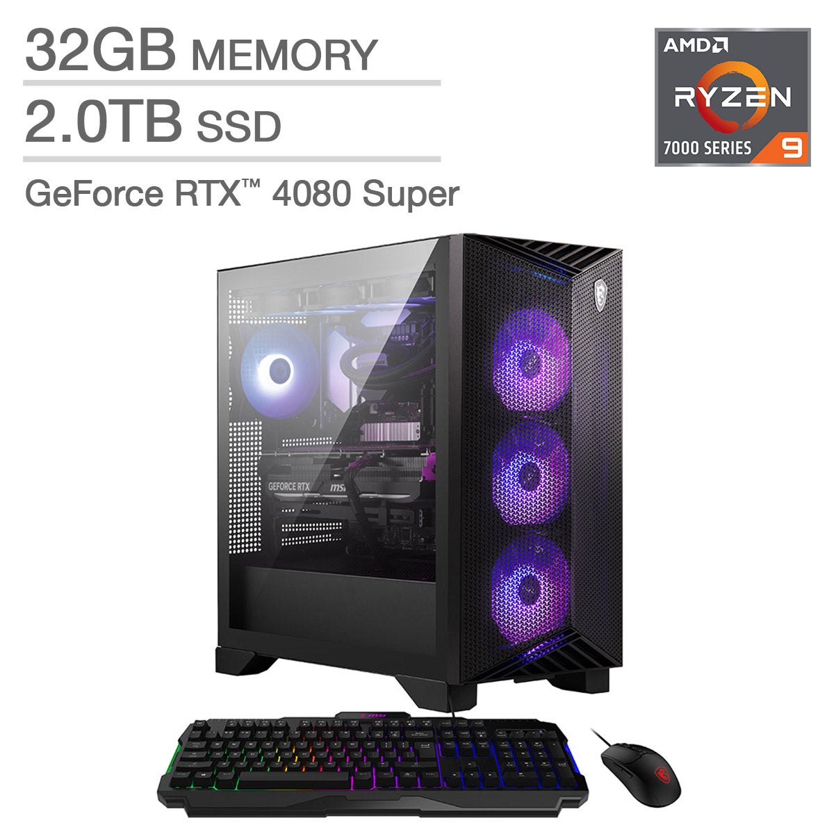 MSI Aegis ZS2 Gaming Desktop - AMD Ryzen 9 7900X - NVIDIA GeForce RTX 4080 SUPER - Windows 11 Home - Image 1