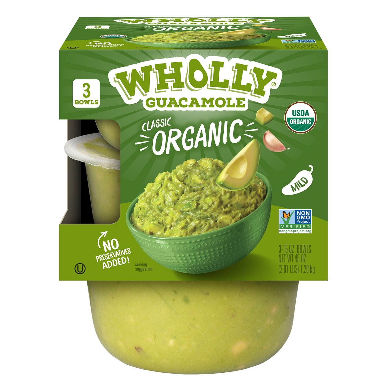 Wholly Guacamole Organic Guacamole, 15 oz, 3 ct - Image 1