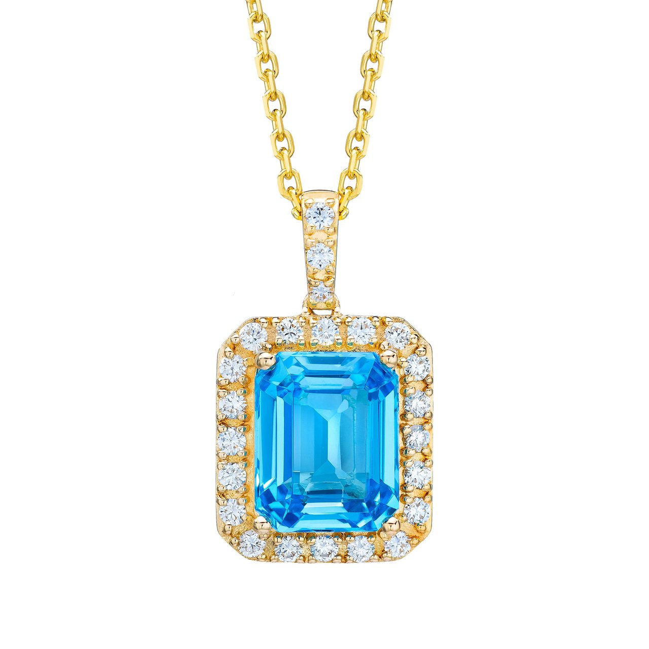 14kt Yellow Gold VS2 I 0.35 CTW Diamond & Blue Topaz Pendant 18" - Image 1