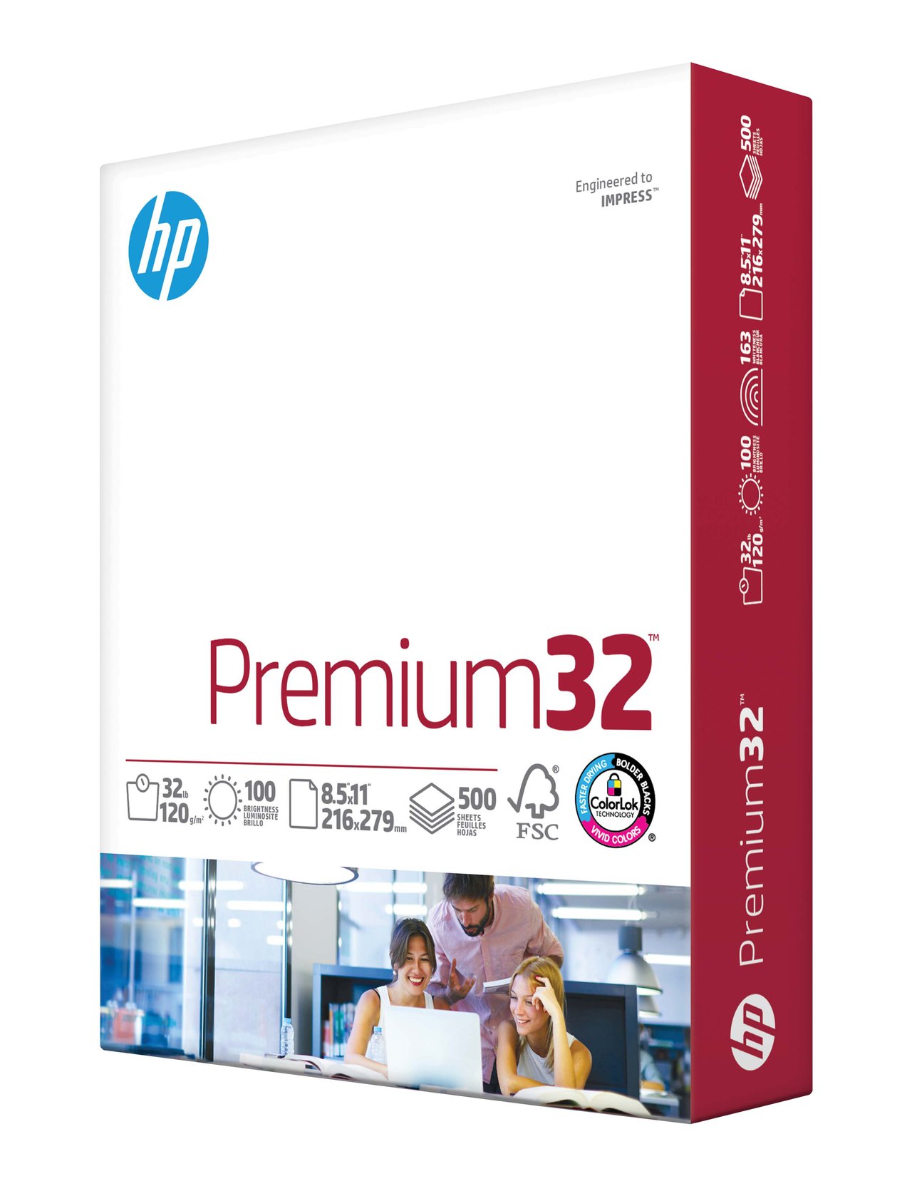 HP Premium LaserJet Paper 8.5" x 11", 32 lb, 100 Brightness, 500 Sheets - Image 1