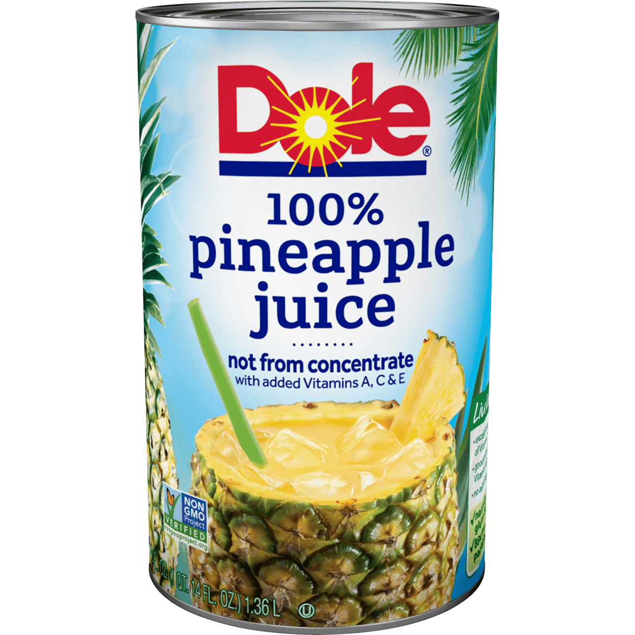 Dole 100% Pineapple Juice, 46 fl oz, 3-Count - Image 1