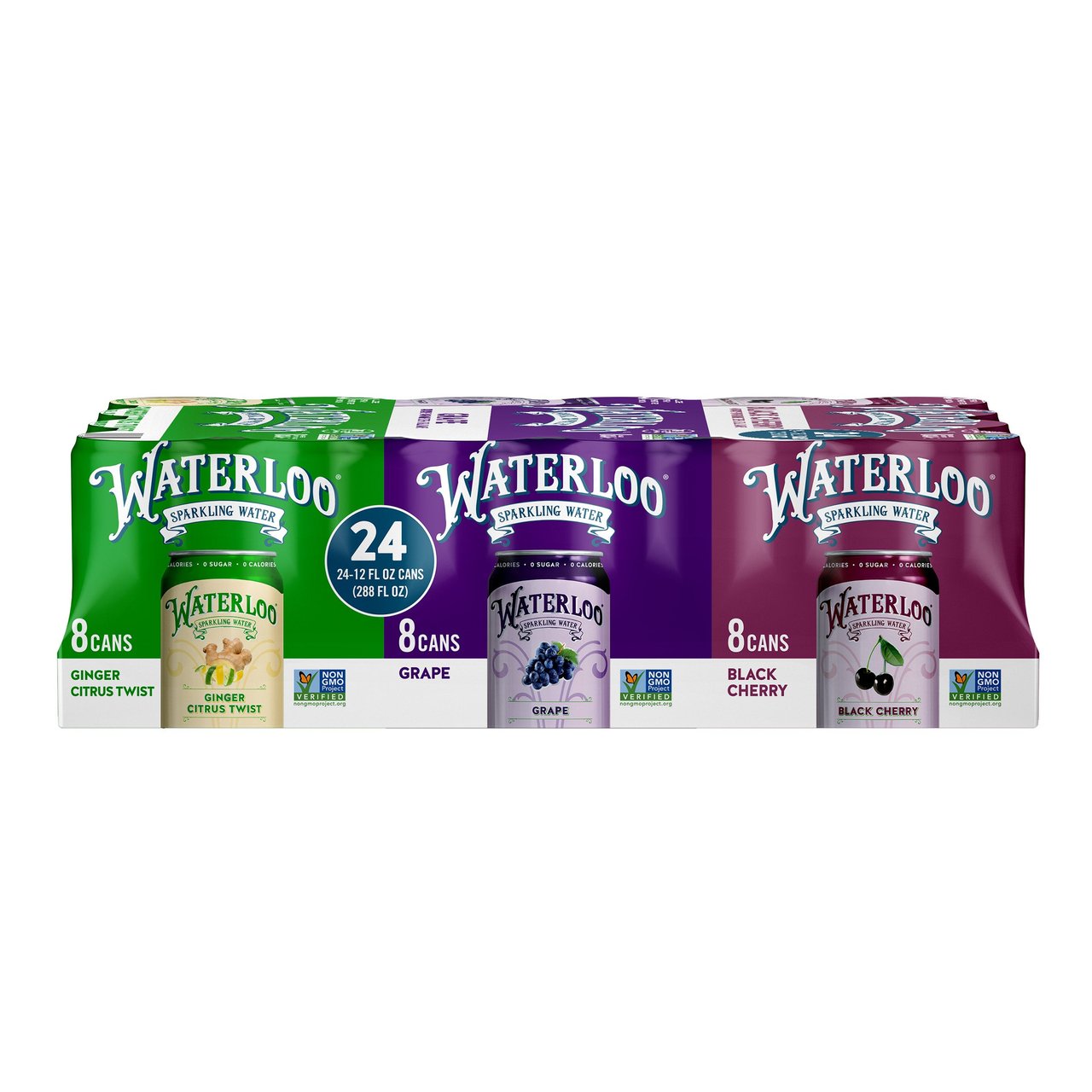Waterloo Sparkling Water Variety Pack, 24/12 oz Cans