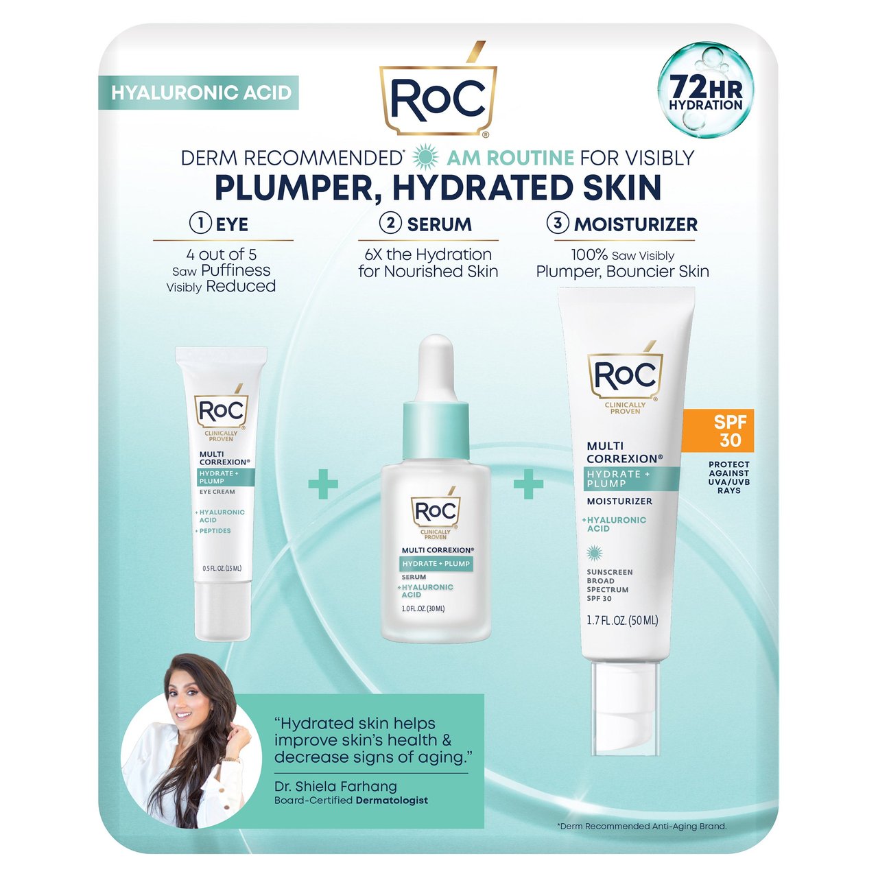 RoC Hydrate & Plump Hyaluronic Acid Regimen 3-Pack - Image 1